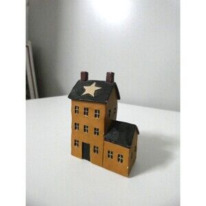 B Lloyd 2003 Blossom Bucket Mini Star Salt House Figure Resin Primitive Brown
